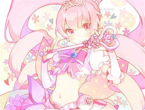 Art Cute Kawaii Edit Artwork Pink Hearts Anime Girl Tiara Crown Magical Girl Wand Anime Edit Six