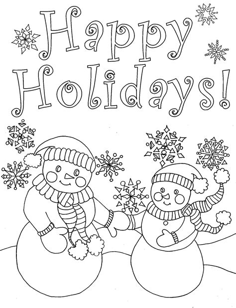 Happy Holidays Snowmen Coloring Page Download Print Or Color Online