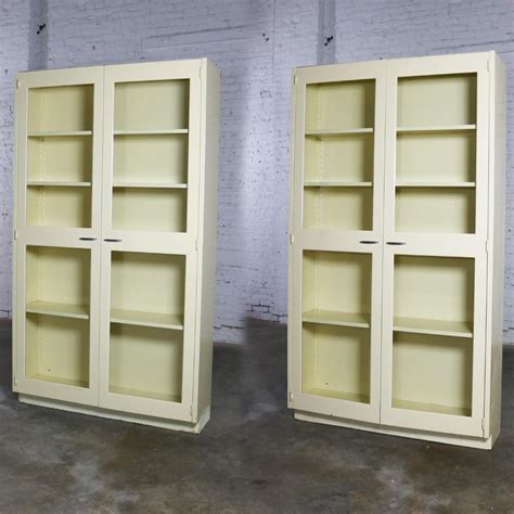 Industrial Metal Cabinet Glass Doors For Display Or Bookcase At 1stdibs Metal Cabinet With