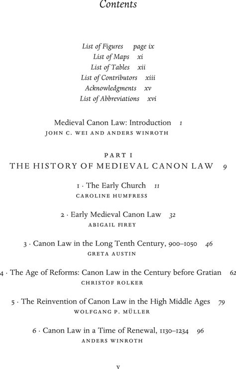 Contents The Cambridge History Of Medieval Canon Law