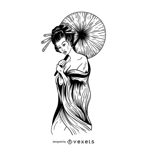 Geisha Outline Illustration Vector Download