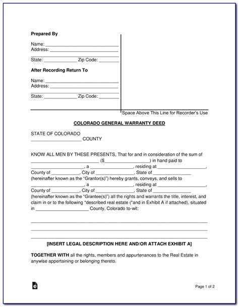 Personal Representative Deed Form Colorado Form Resume Examples