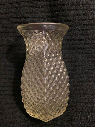 Vintage Hoosier Clear Glass Vase 4071 Diamond Cut Faceted Pattern 6