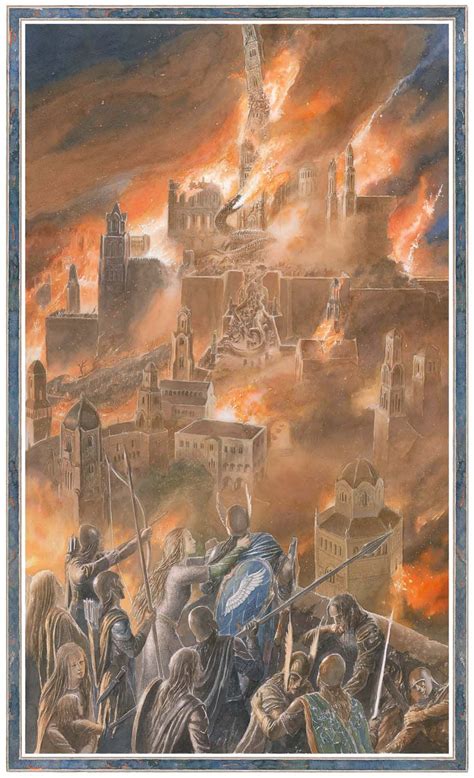 Tuor And Idril View The Fall Of The Kings Tower Alan Lee Middle Earth Art Tolkien Artwork