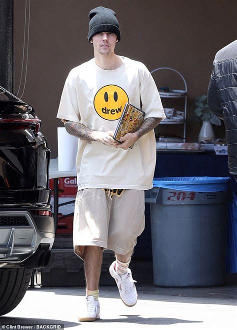 Justin Bieber Hits The Studio Wearing His Clothing Line Drew House