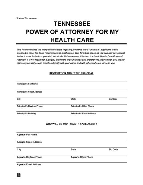 Free Tennessee Medical Power Of Attorney Pdf And Word
