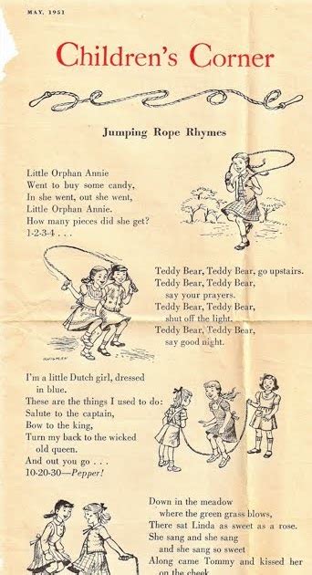 Jump Rope Rhymes From 1951 Peaceful Playgrounds Recess Doctor Blog