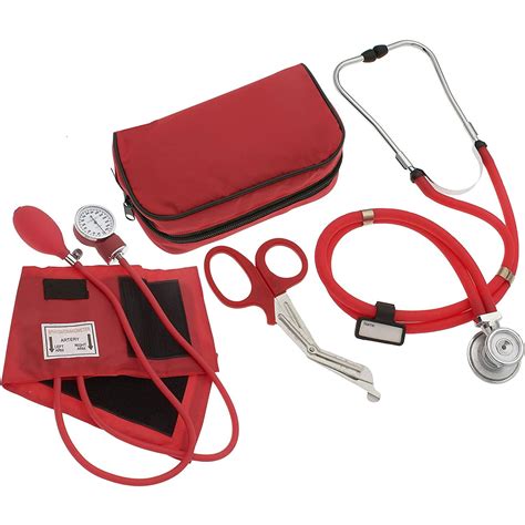 Aneroid Sphygmomanometer Stethoscope Kit Manual Blood Pressure Bp Cuff