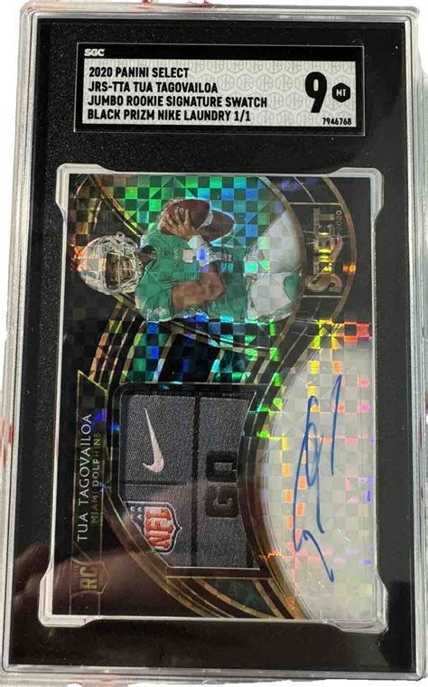 2020 Panini Select Tua Tagovailoa Rookie Signature Black Prizm Nike 11 Sgc 9 Ebay