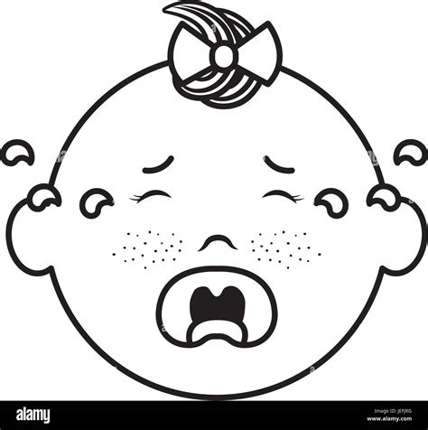 Baby Face Crying Icon Vector Illustration Design Draw Stock Vector