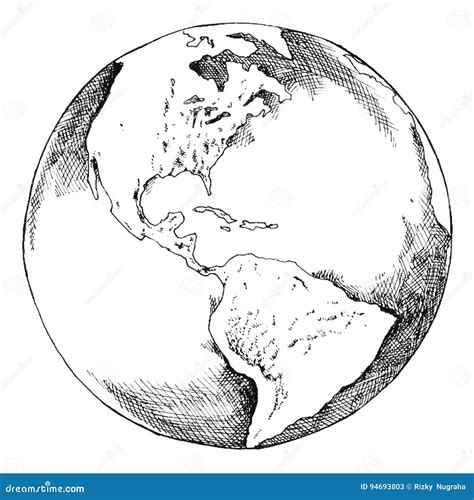 Pen Drawing Globe Earth Stock Illustratie Illustration Of Getrokken