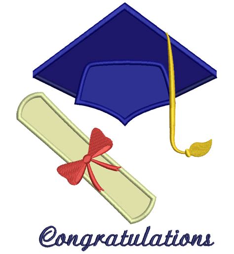 Graduation Cap With Diploma School Applique Machine Embroidery Digitiz