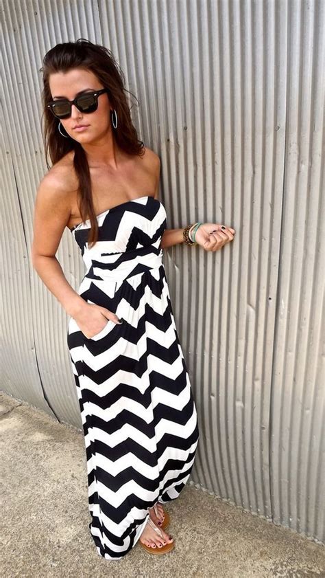Cute Chevron Maxi Dress With Pockets Click On Picture To See More