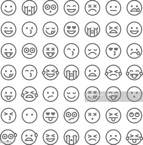 A Simple Set Of 49 Different Emoji Faces Emotions Include Happy