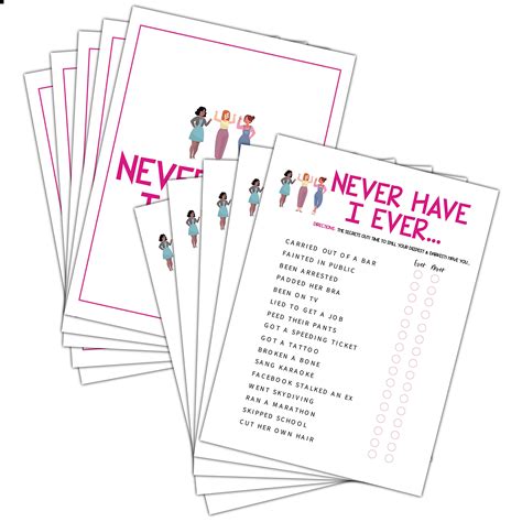 Buy Girls Night Party Game Ladies Night Party Games Never Have I Ever Game Pack Fun Girls