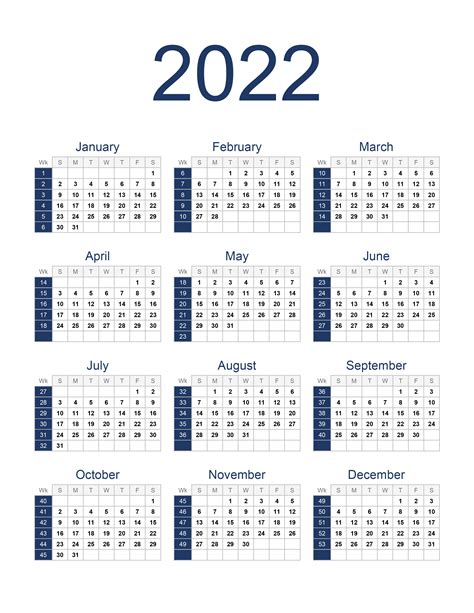Calendar Template 2022 Word