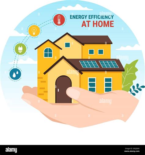 Energy Efficient At Home Vector Illustration Of Smart House Technology