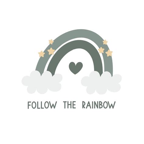 Follow The Rainbow Cartoon Rainbow Hand Drawing Lettering Colorful