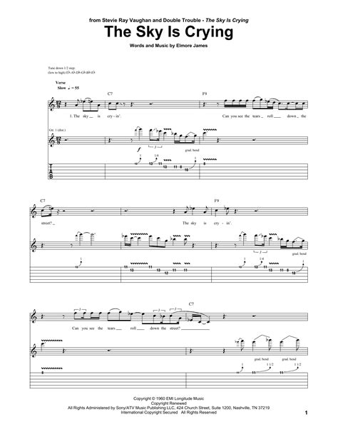 the sky is crying sheet music stevie ray vaughan guitar tab