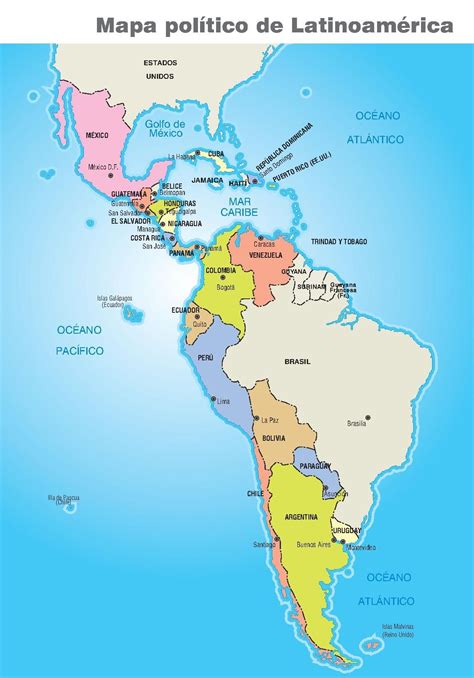 America Latina Mapa Capitales Armes