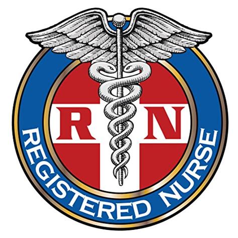 Registered Nurse Logo Decal – Blue & Red Circles with Caduceus Sticking Out of Top – Five Inch