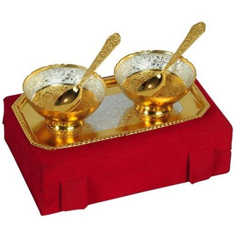 silver golden 2 pcs designer bowl t set size 22 x 12 x 6 cm w x l x h at rs 200 piece in
