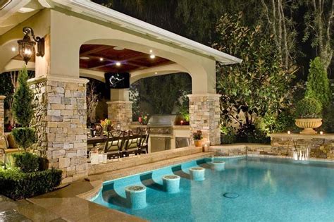 33 Impressive Swim Up Pool Bars Built For Entertaining Backyard Cabana