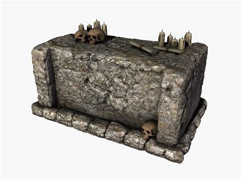 3d Model Stone Altar With Skulls Cgtrader