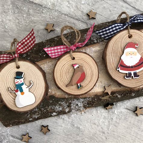 Personalised Christmas Wood Slice Decoration Set By Alphabet Bespoke