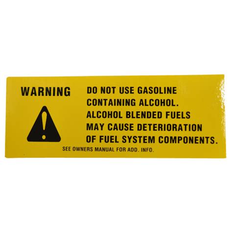 Decal Warning Do Not Use Ethanol Fuel