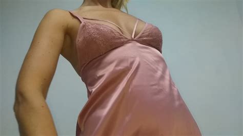 Young Stepmom In Pink Satin Nightie Makes My Cock Explode