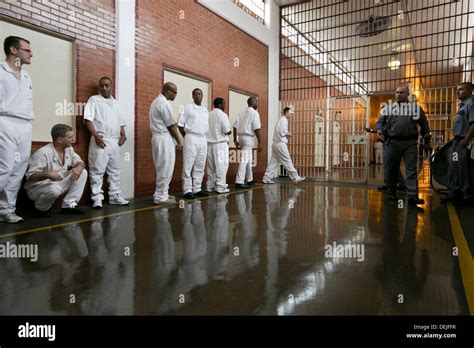 Male Inmates At The Darrington Unit Near Houston Texas Line Up Stock