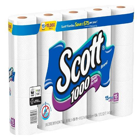 80 Rolls Scott Septic Safe 1 Ply Tissue 1000 Sheets In Every Toilet