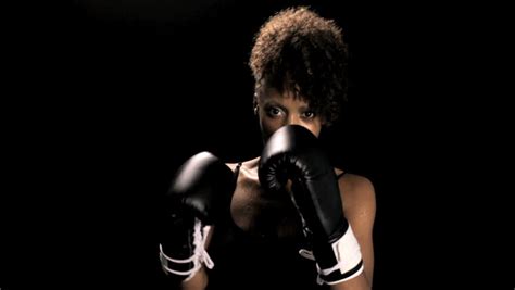 Tough Pretty Black Woman Boxing Beautiful Female Boxer Sweating