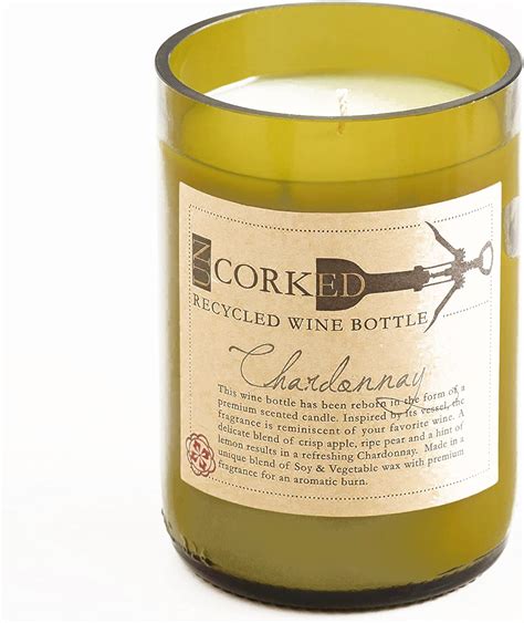 Chardonnay Wine Bottle Filled Candle Home And Kitchen