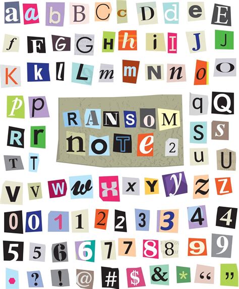 Vector Ransom Note 1 Cut Paper Letters Numbers Symbols Stock Image