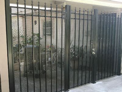 A gate or gateway is a point of entry to or from a space enclosed by walls. Expanded Metal Mesh as Inlay Gate Screen