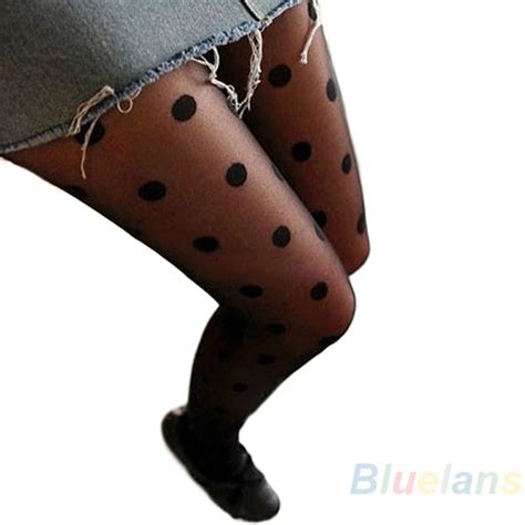 Black Sexy Sheer Lace Big Dot Pantyhose Stockings Dot Leggings Slim