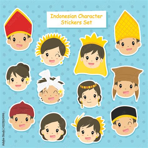 Indonesian Children Character Wearing Indonesian Headdress Printable