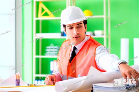 Man Architect Working On The Project Stock Photo Picture And Royalty