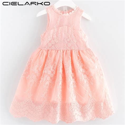 Cielarko Lace Girls Dress Pink Sleeveless Kids Flower Dresses Design