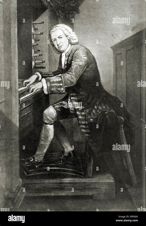 Johann Sebastian Bach At The Organ Keyboard German Organist And Stock