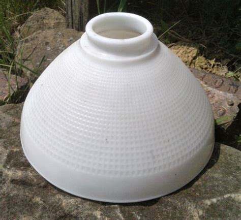 Vintage Torchiere White Milk Glass Lamp Shade Waffle Diffuser Pattern