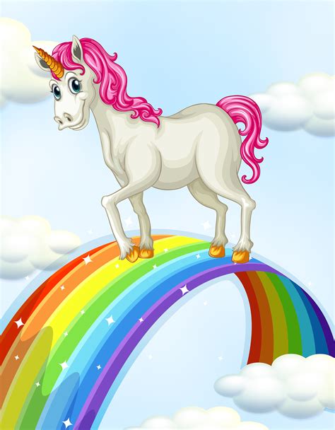 A Unicorn On The Rainbow 420217 Vector Art At Vecteezy