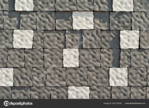 Cobblestone Texture Sidewalk Tile Evenly Folded Gray Cobblestones Close
