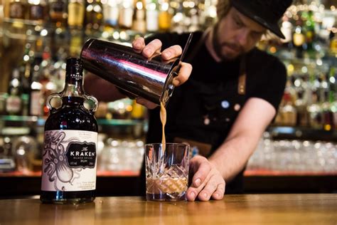 Kraken rum, butterscotch schnapps and cola; Kraken Cocktail inspo for National Rum Day