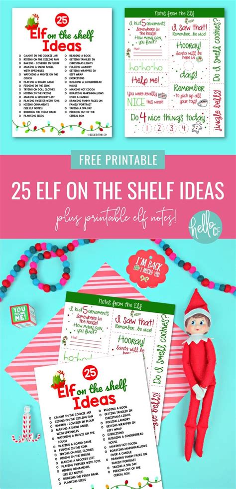 25 Elf On The Shelf Ideas With Free Printable Elf Notes Elf Notes