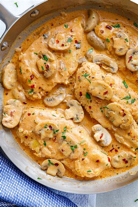 Creamy Garlic Parmesan Chicken Breasts﻿ Recipe With Mushrooms Chicken