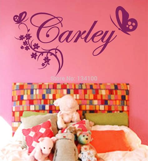 Customer Made Personalized Name And Butterflies Vinyl Wall Decal Sticker