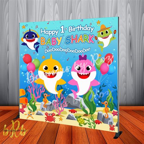 By oh jixs · updated about 2 weeks ago. Baby Shark Birthday Party Backdrop Personalized Step ...